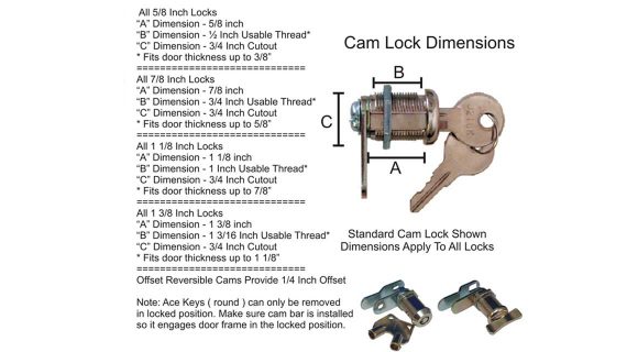 Cam Lock Dimensions